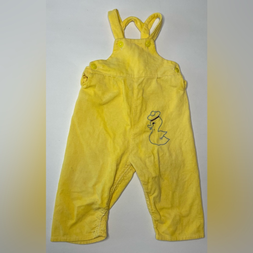 Vintage Yellow Kids Corduroy Overalls